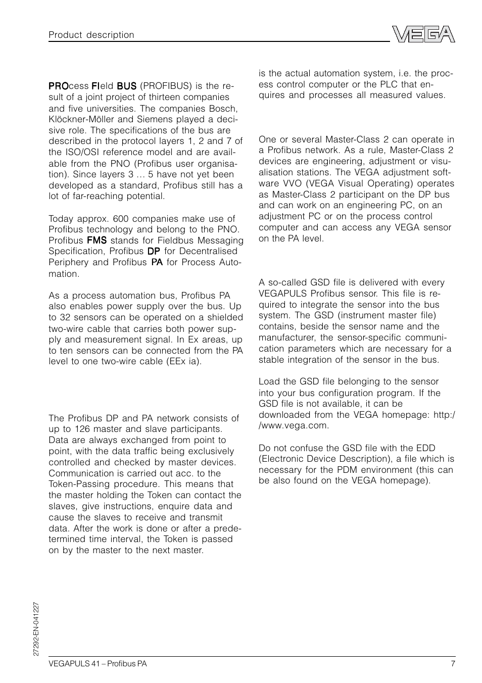3 profibus output signal | VEGA VEGAPULS 41 Profibus PA User Manual | Page 7 / 56