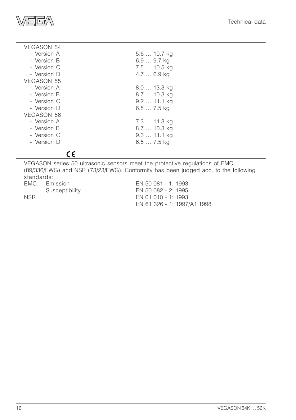 VEGA VEGASON 54K…56K User Manual | Page 16 / 48