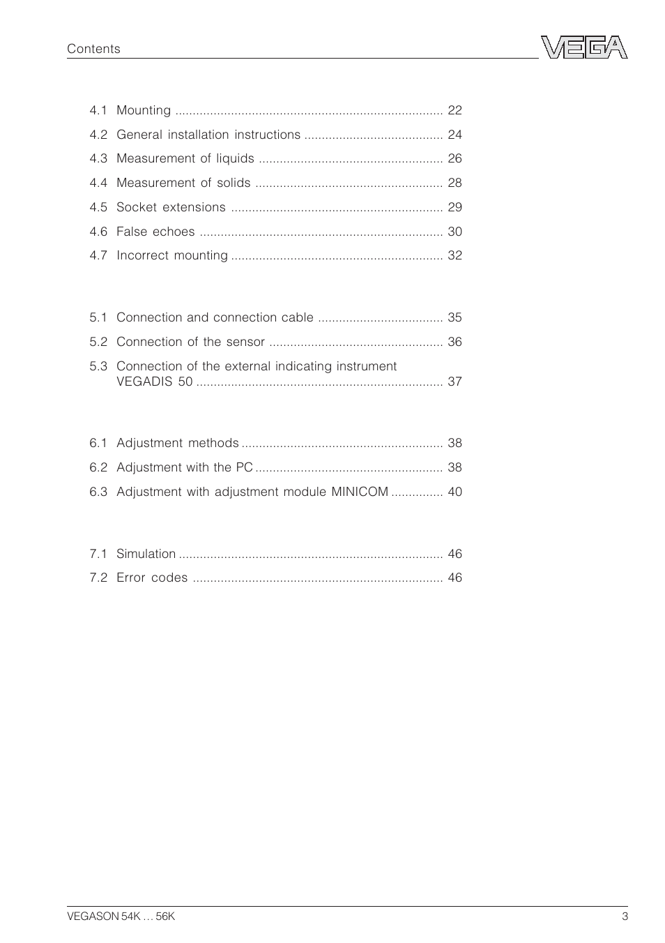 VEGA VEGASON 54K…56K User Manual | Page 3 / 48