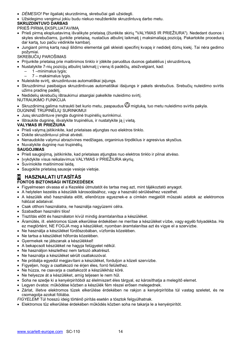 Scarlett SC-110 User Manual | Page 14 / 18