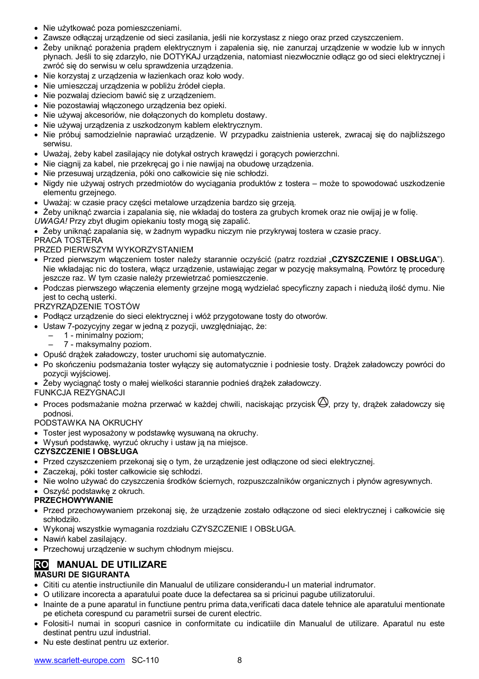 Scarlett SC-110 User Manual | Page 8 / 18