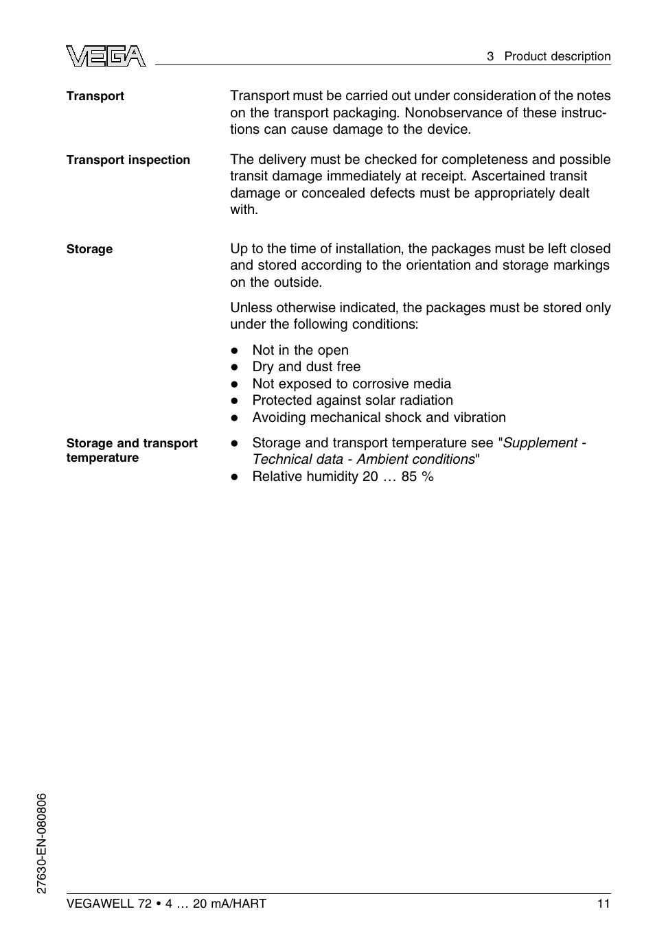 VEGA VEGAWELL 72 4 … 20 mA_HART User Manual | Page 11 / 44