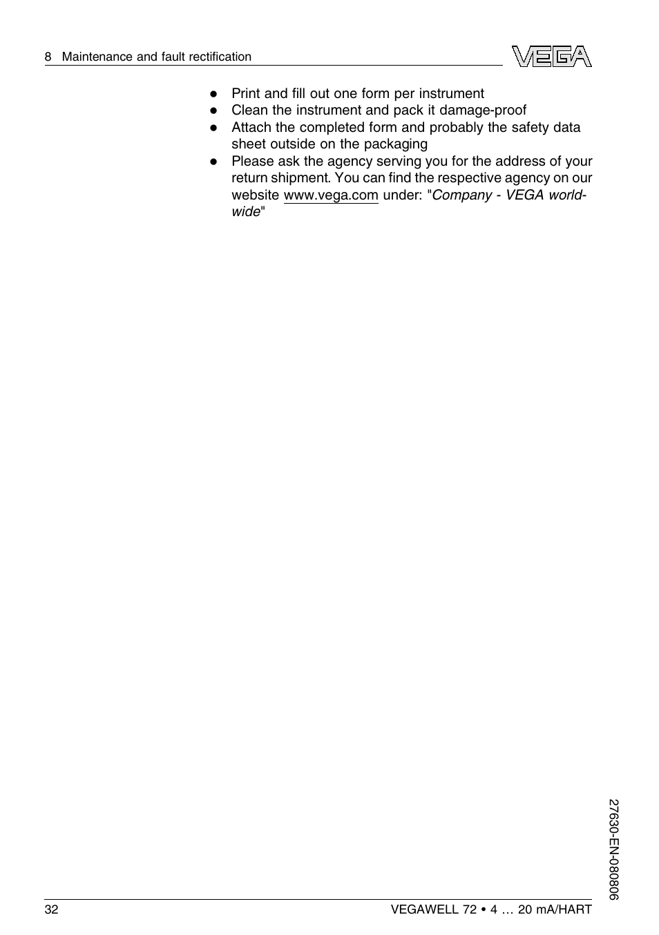 VEGA VEGAWELL 72 4 … 20 mA_HART User Manual | Page 32 / 44