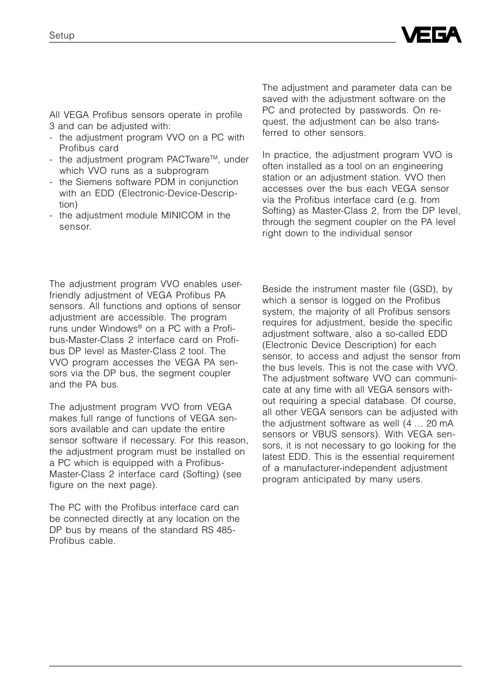 4 setup, 1 adjustment media | VEGA VEGAFLEX 52P (Profibus PA) User Manual | Page 31 / 56