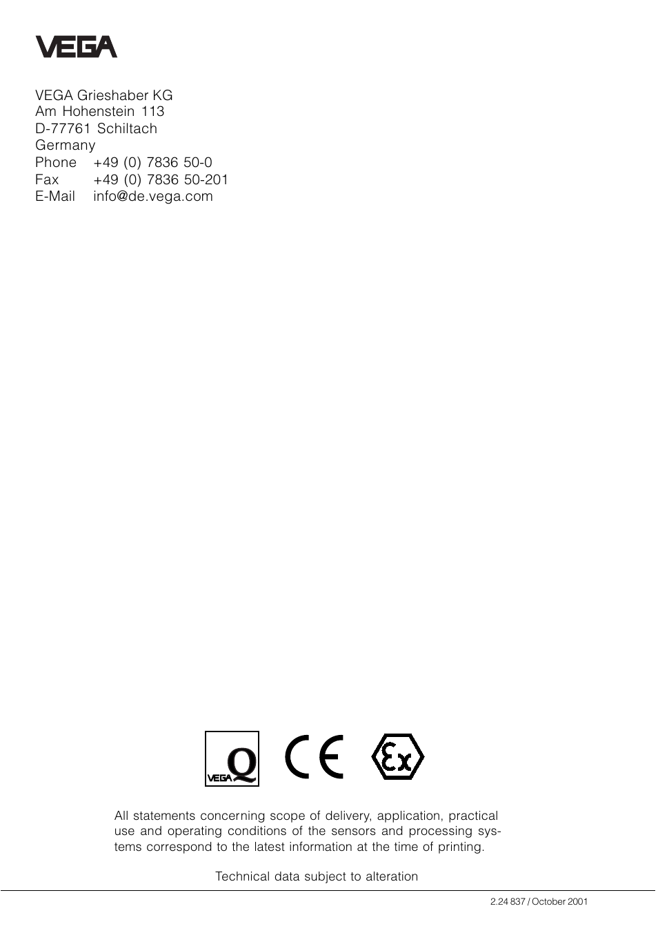 VEGA D91 Profibus PA User Manual | Page 36 / 36