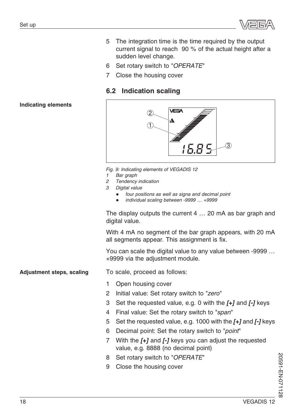 2 indication scaling | VEGA VEGADIS 12 User Manual | Page 18 / 28
