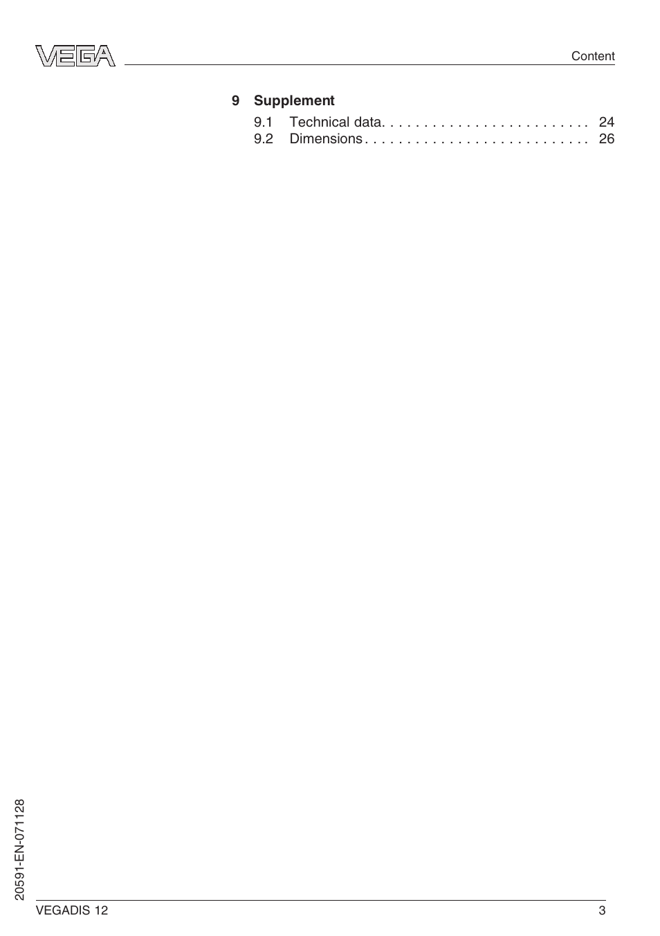 VEGA VEGADIS 12 User Manual | Page 3 / 28