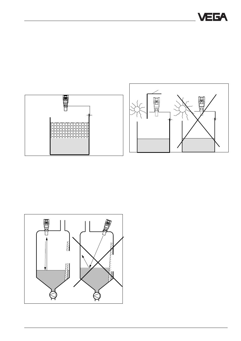 7 installation error, Foam generation, Strong heat fluctuations | Min. distance to the product | VEGA VEGASON 51V…53V User Manual | Page 35 / 88