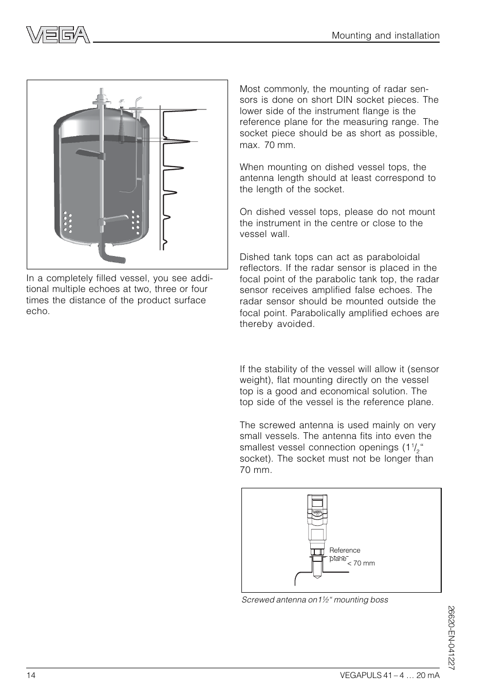 2 measurement of liquids | VEGA VEGAPULS 41 4 … 20 mA; HART compact sensor User Manual | Page 14 / 68