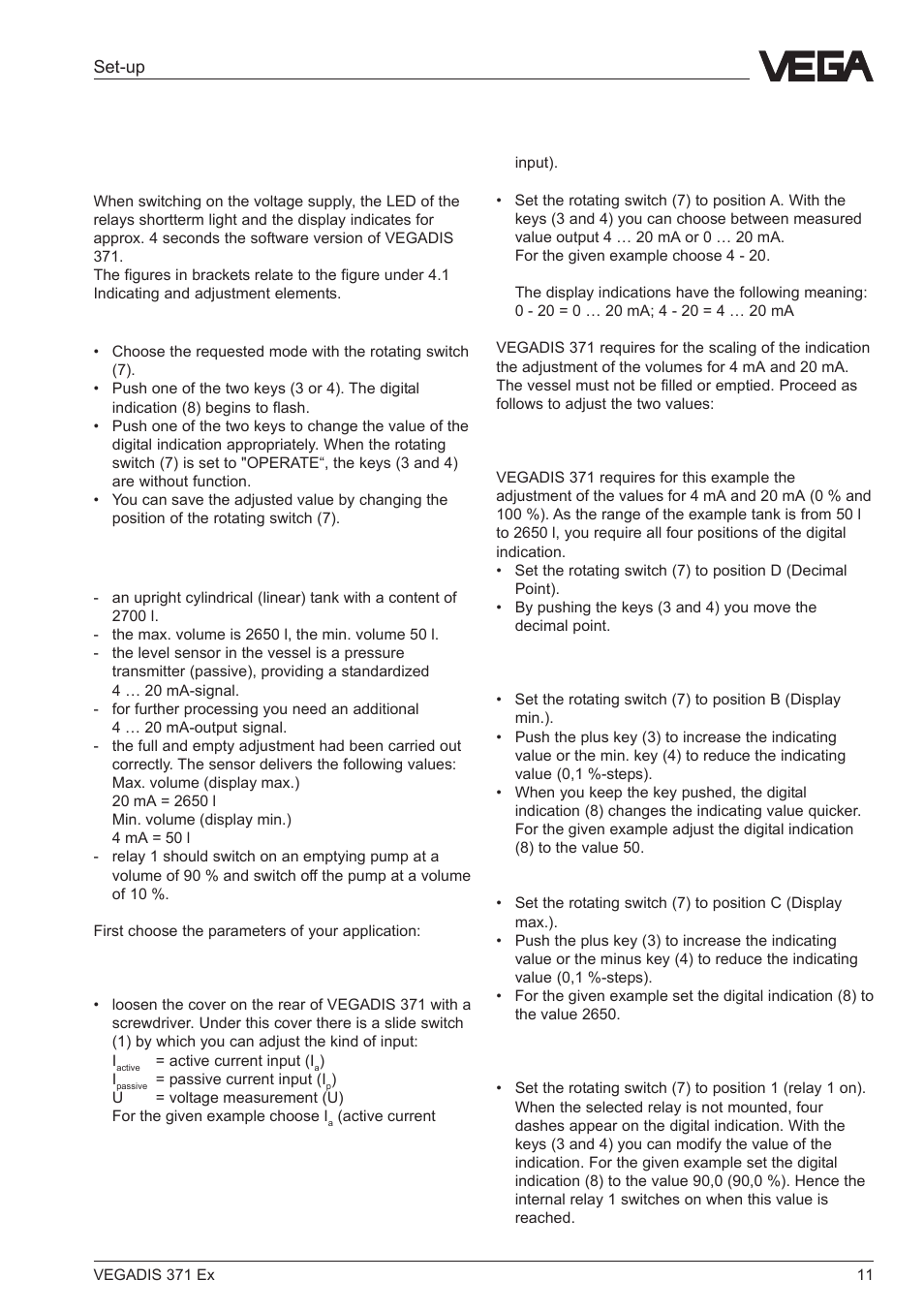2 adjustment | VEGA VEGADIS 371 Ex User Manual | Page 11 / 20