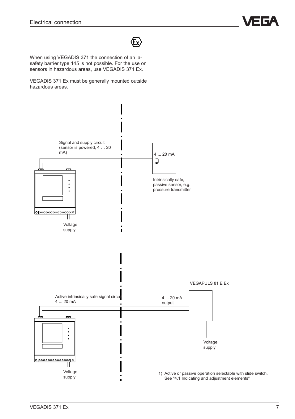 2 sensor connection ex-area | VEGA VEGADIS 371 Ex User Manual | Page 7 / 20