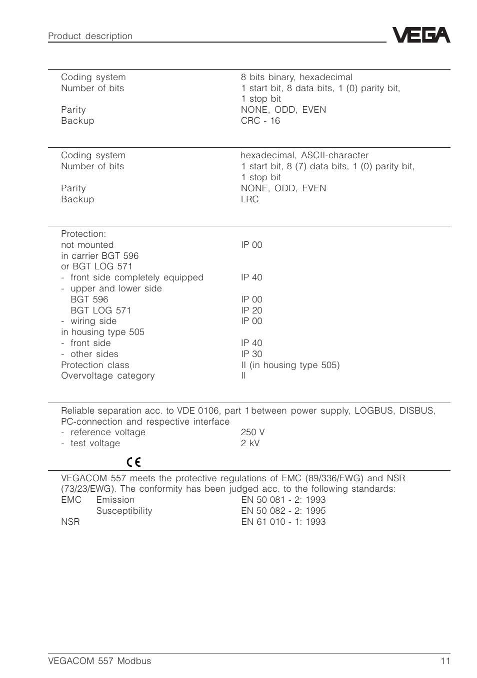 VEGA VEGACOM 557 Modbus protocol User Manual | Page 11 / 68