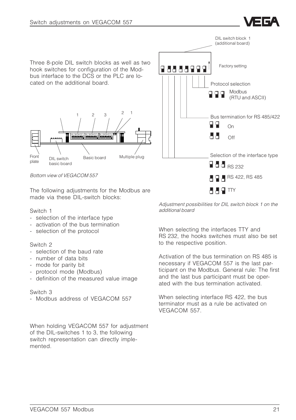 2 adjustment of the modbus interface, 2 adjustment of the modbus inter- face | VEGA VEGACOM 557 Modbus protocol User Manual | Page 21 / 68