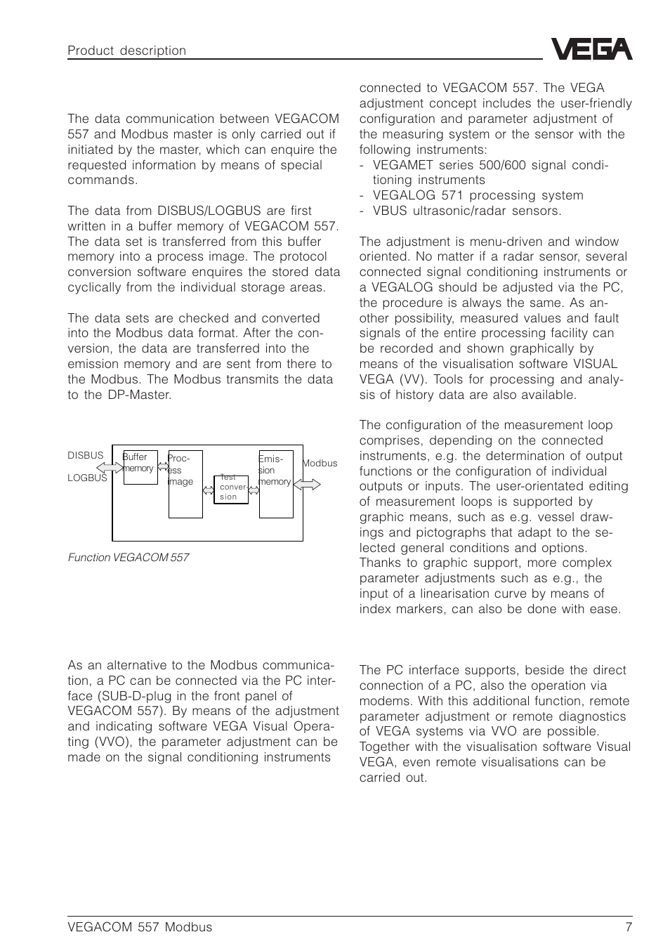 Vegacom 557 with vvo or vv | VEGA VEGACOM 557 Modbus protocol User Manual | Page 7 / 68