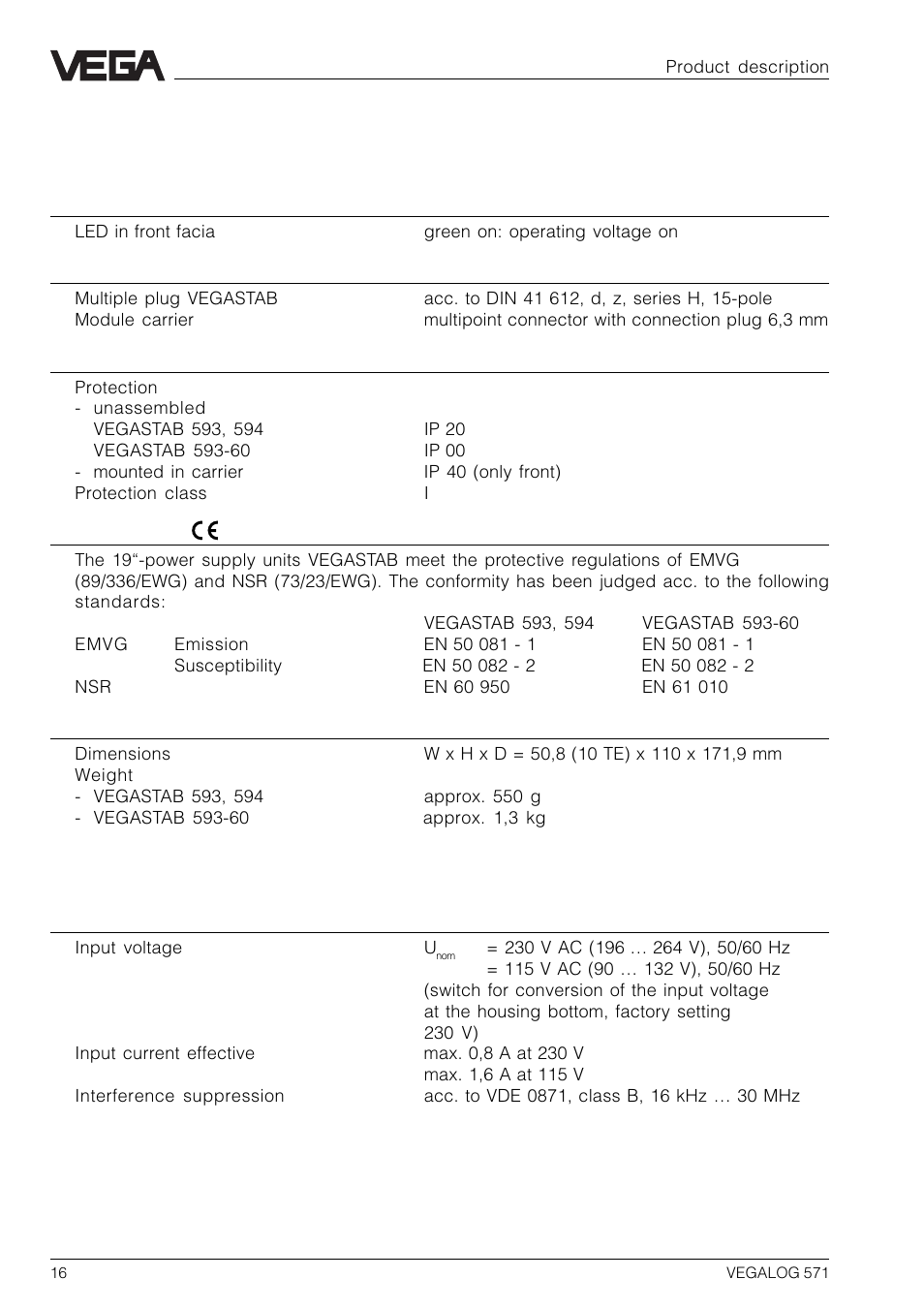 VEGA VEGALOG 571 User Manual | Page 16 / 48