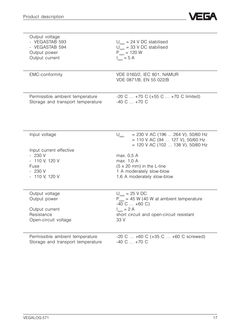 VEGA VEGALOG 571 User Manual | Page 17 / 48