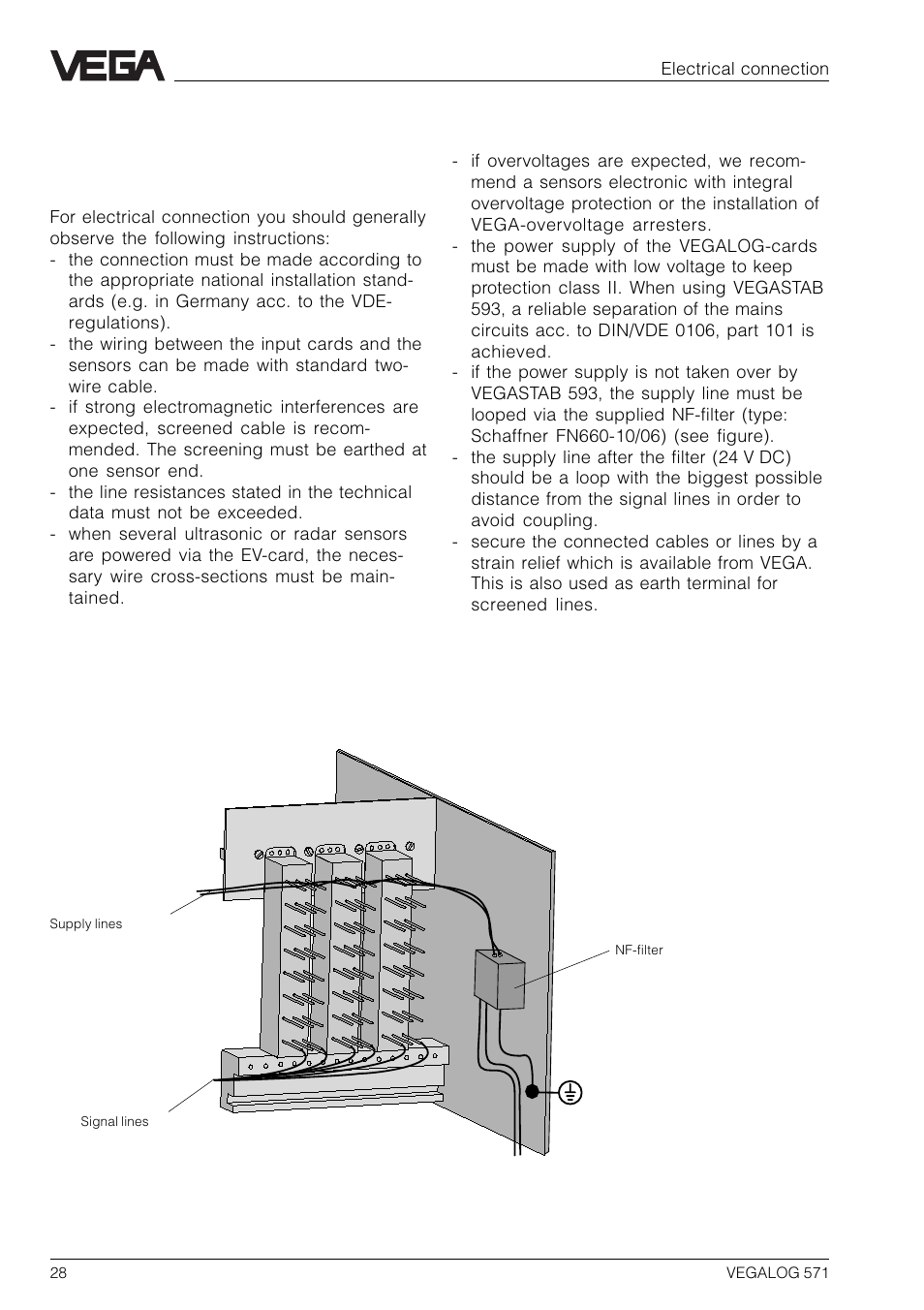 3 electrical connection, 1 general connection instructions | VEGA VEGALOG 571 User Manual | Page 28 / 48
