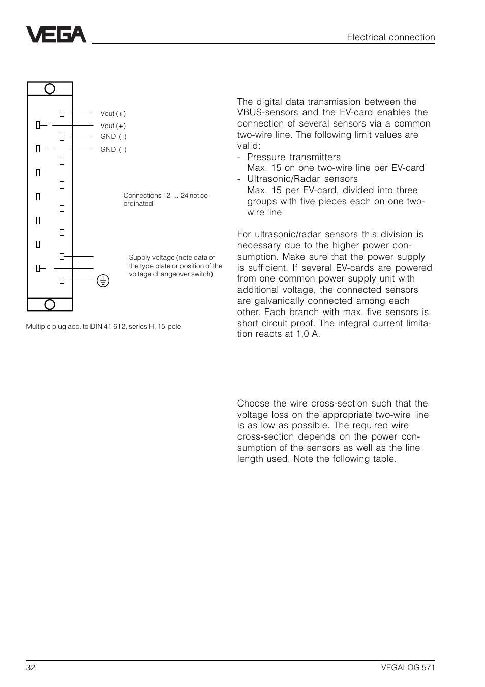 5 connection instructions for vbus-sensors, Vegastab 593 | VEGA VEGALOG 571 User Manual | Page 32 / 48