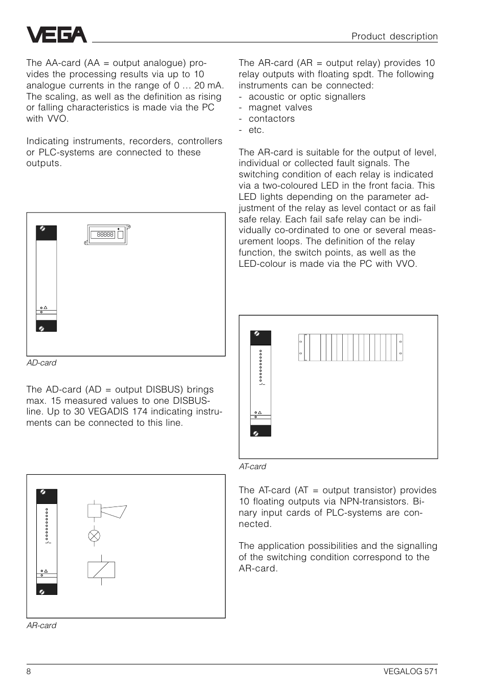 Product description, Ad-card, Ar-card at-card | 8vegalog 571 | VEGA VEGALOG 571 User Manual | Page 8 / 48