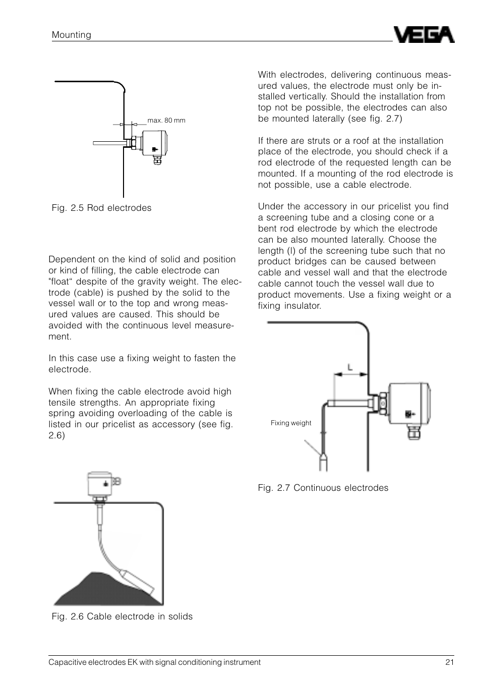 VEGA Capacitive electrodes EK … with signal conditioning instrument User Manual | Page 21 / 36