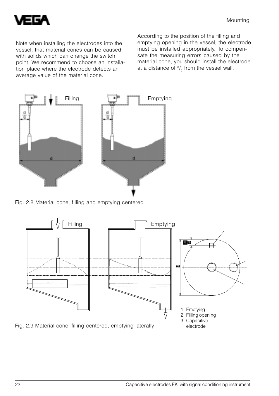 Material cone | VEGA Capacitive electrodes EK … with signal conditioning instrument User Manual | Page 22 / 36