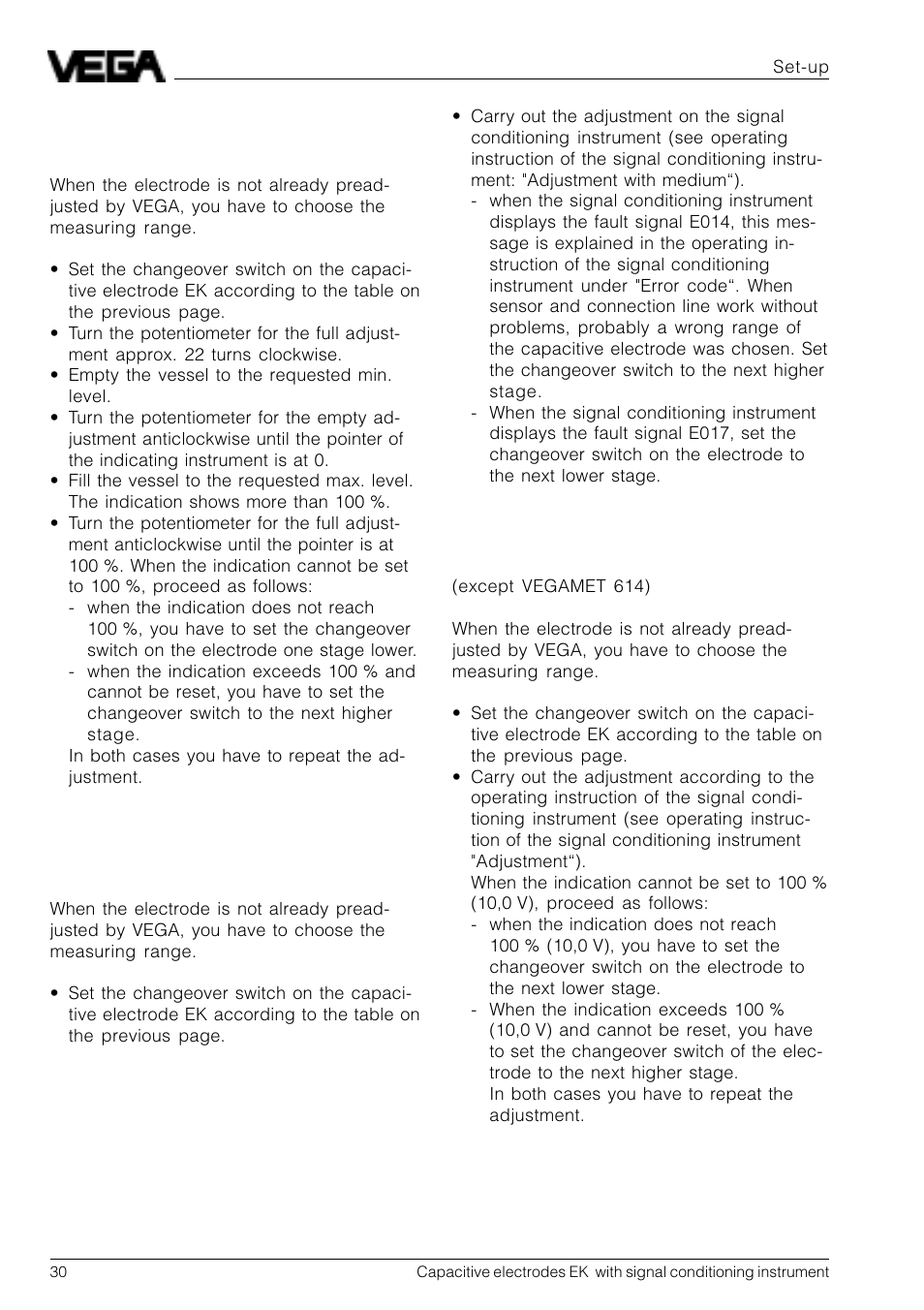 VEGA Capacitive electrodes EK … with signal conditioning instrument User Manual | Page 30 / 36