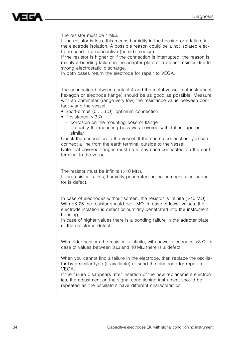 VEGA Capacitive electrodes EK … with signal conditioning instrument User Manual | Page 34 / 36