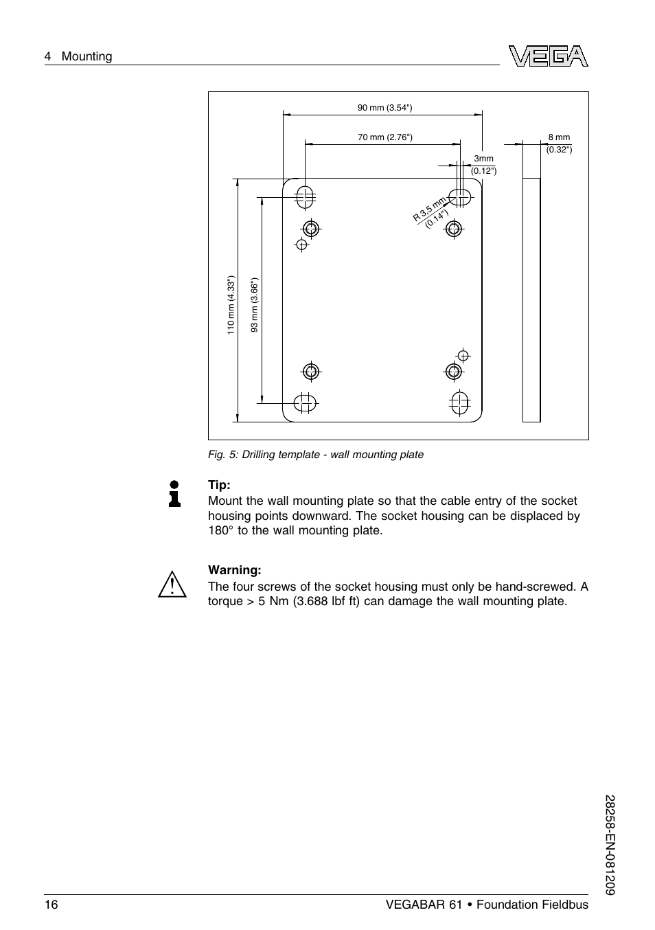 VEGA VEGABAR 61 Foundation Fieldbus User Manual | Page 16 / 84