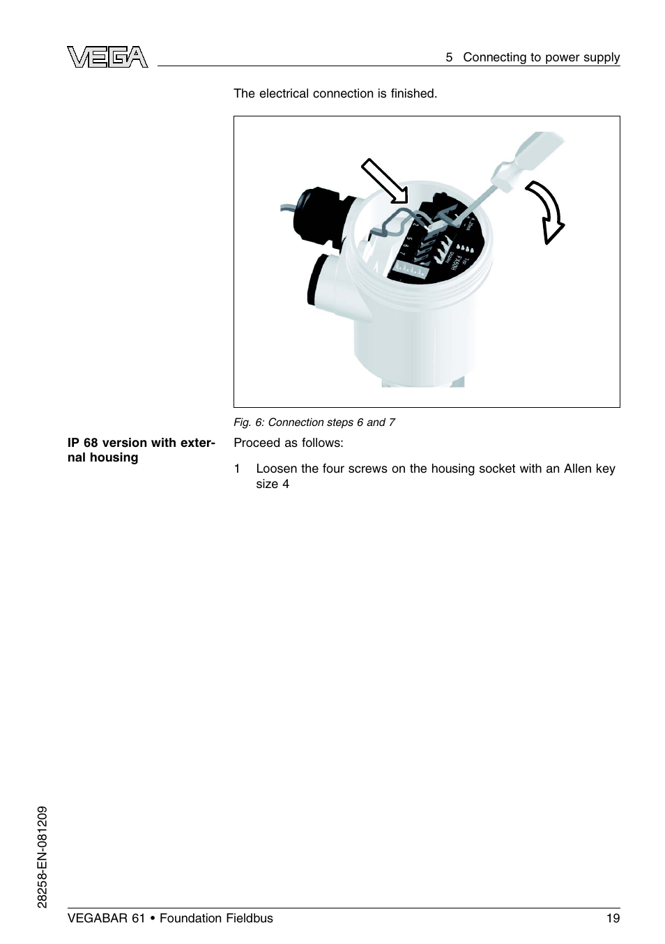VEGA VEGABAR 61 Foundation Fieldbus User Manual | Page 19 / 84