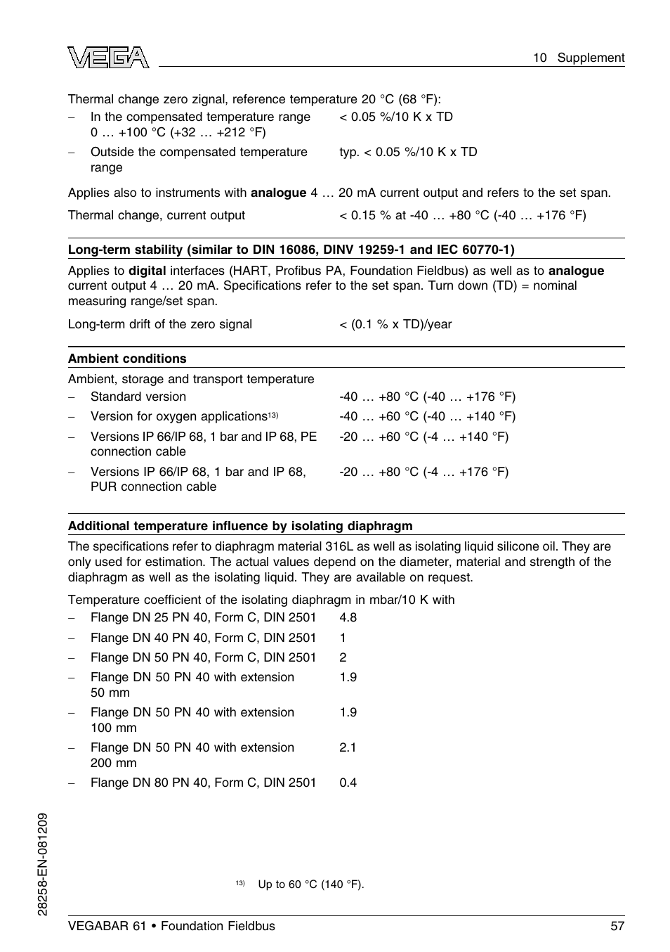 VEGA VEGABAR 61 Foundation Fieldbus User Manual | Page 57 / 84