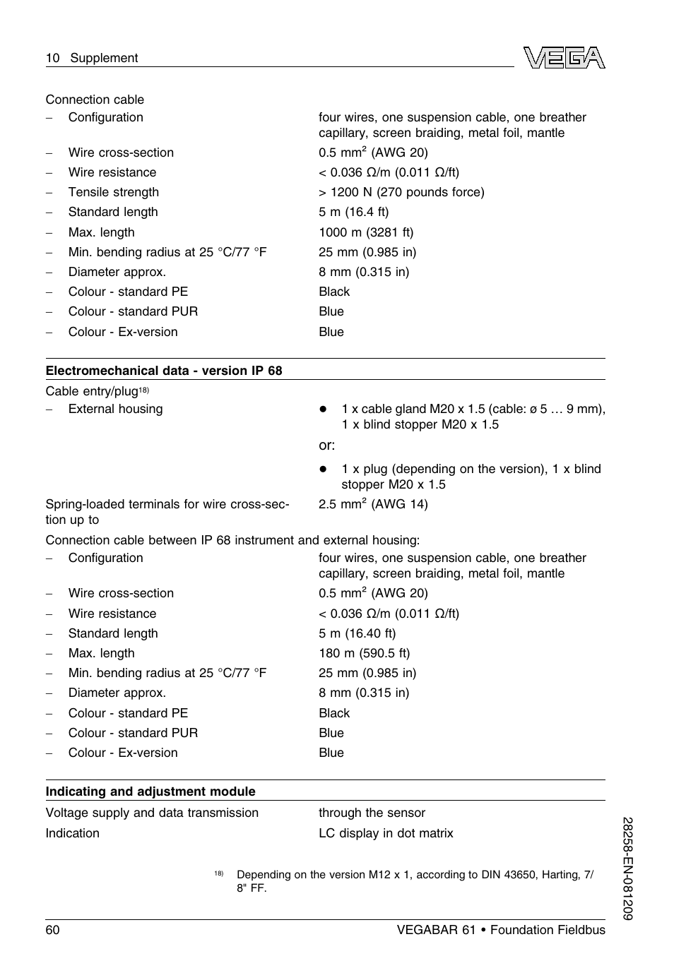 VEGA VEGABAR 61 Foundation Fieldbus User Manual | Page 60 / 84