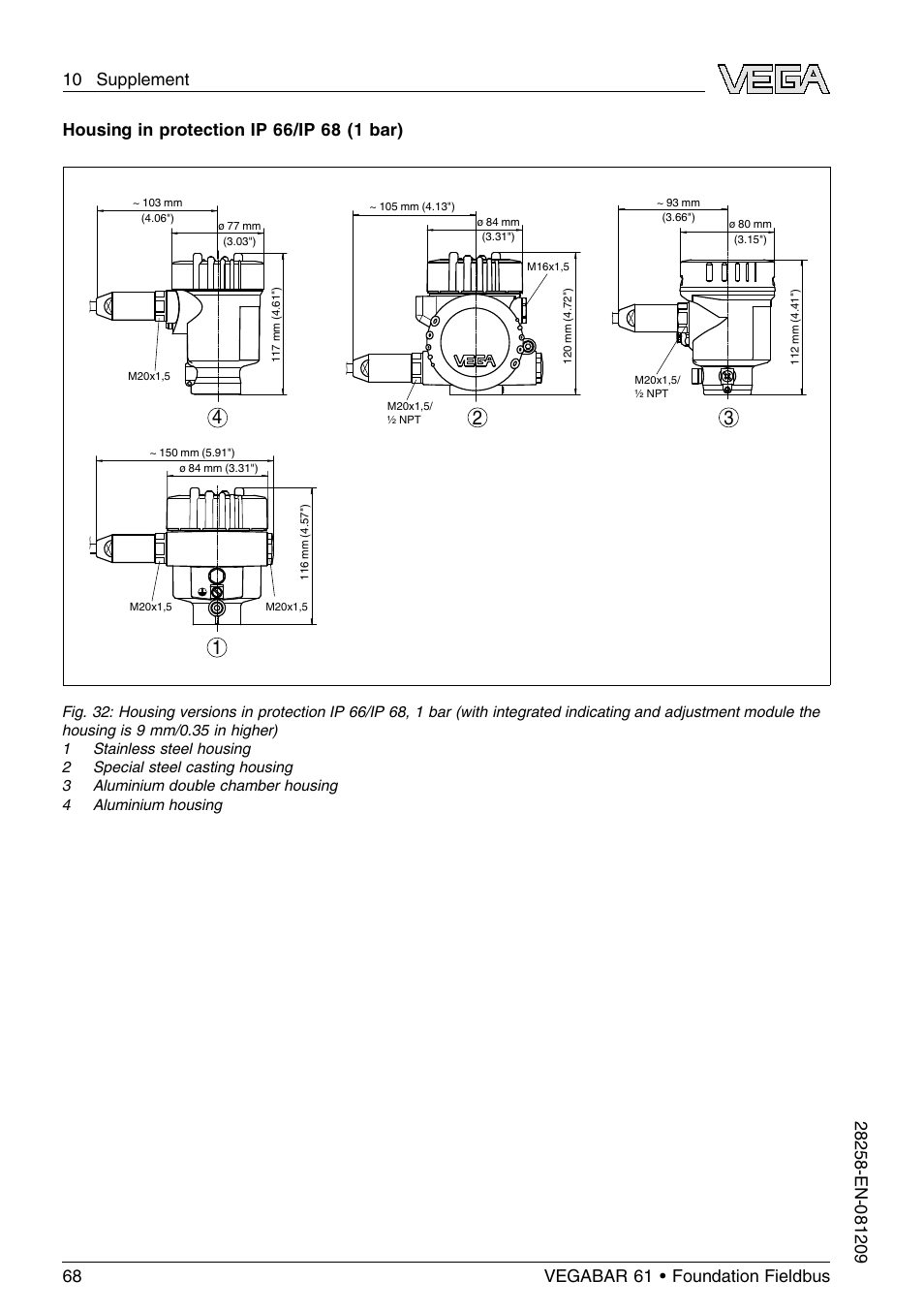 VEGA VEGABAR 61 Foundation Fieldbus User Manual | Page 68 / 84