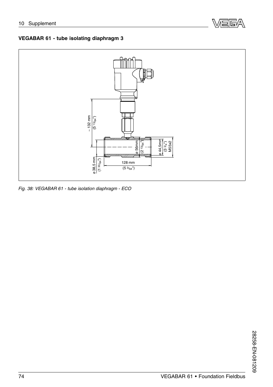 Vegabar 61 - tube isolating diaphragm 3 | VEGA VEGABAR 61 Foundation Fieldbus User Manual | Page 74 / 84