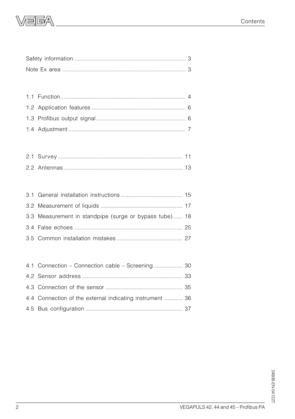 VEGA VEGAPULS 45 Profibus PA User Manual | Page 2 / 60