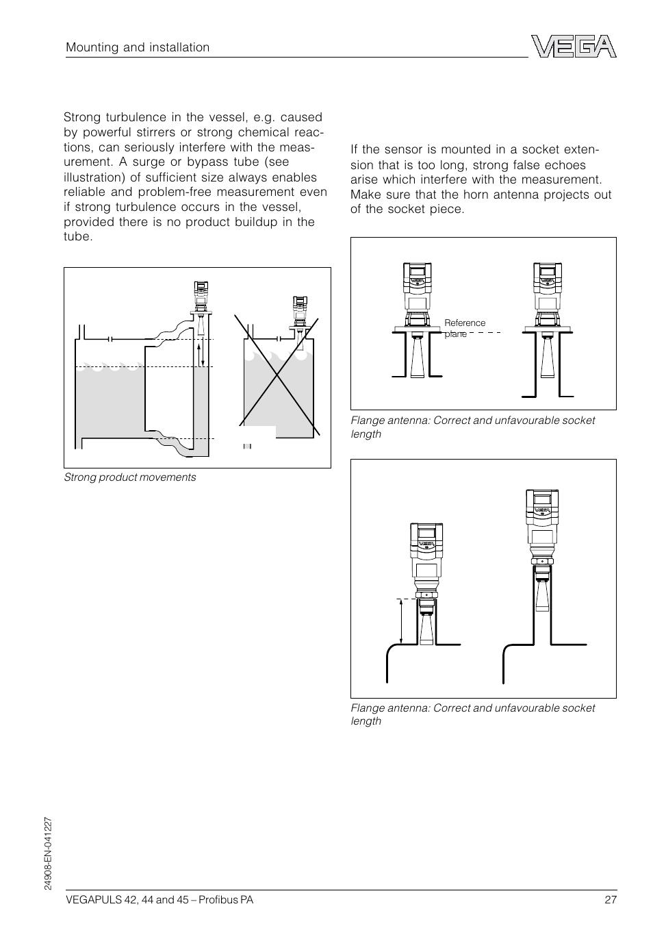 5 common installation mistakes, Socket piece too long | VEGA VEGAPULS 45 Profibus PA User Manual | Page 27 / 60