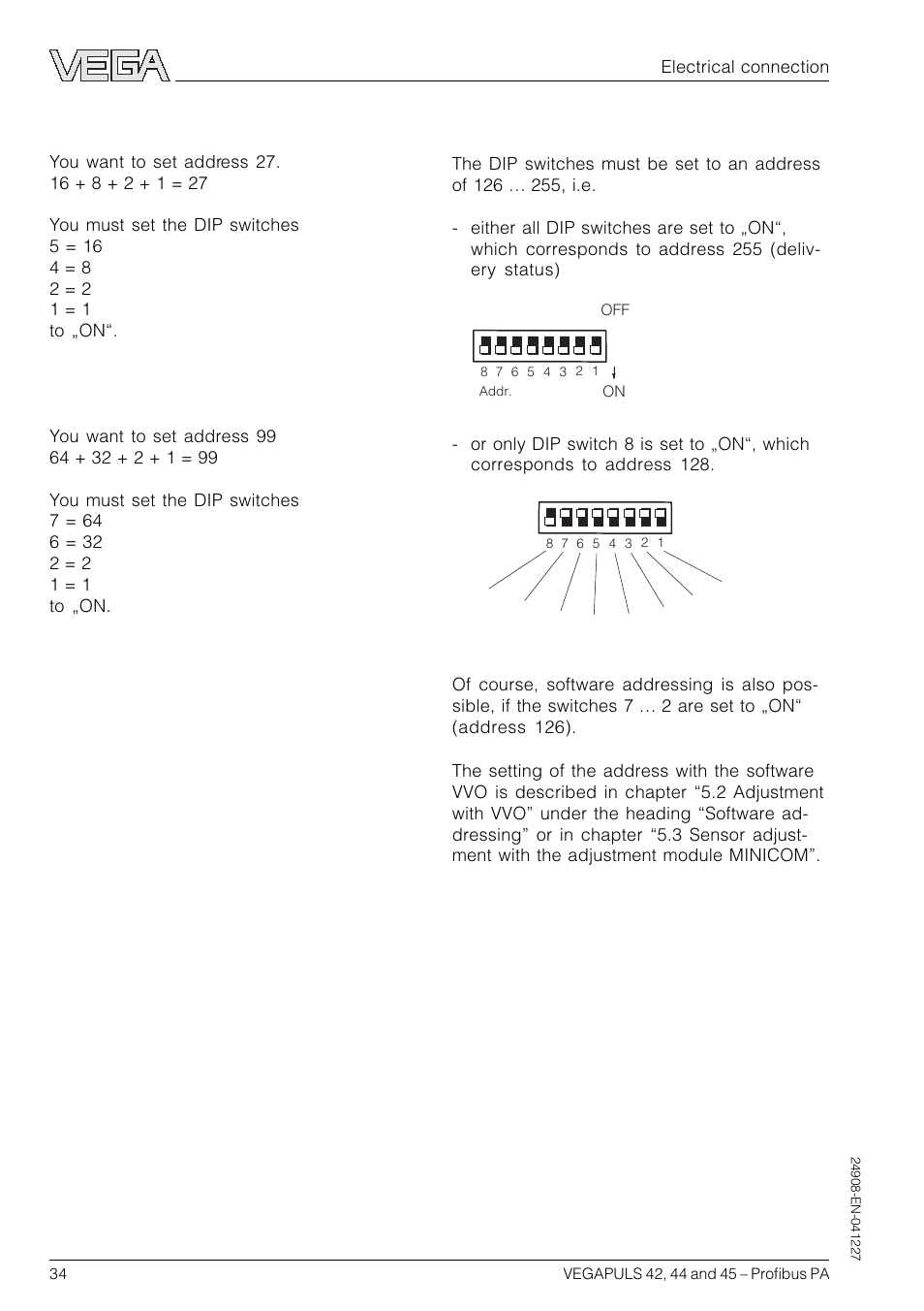 Software addressing | VEGA VEGAPULS 45 Profibus PA User Manual | Page 34 / 60