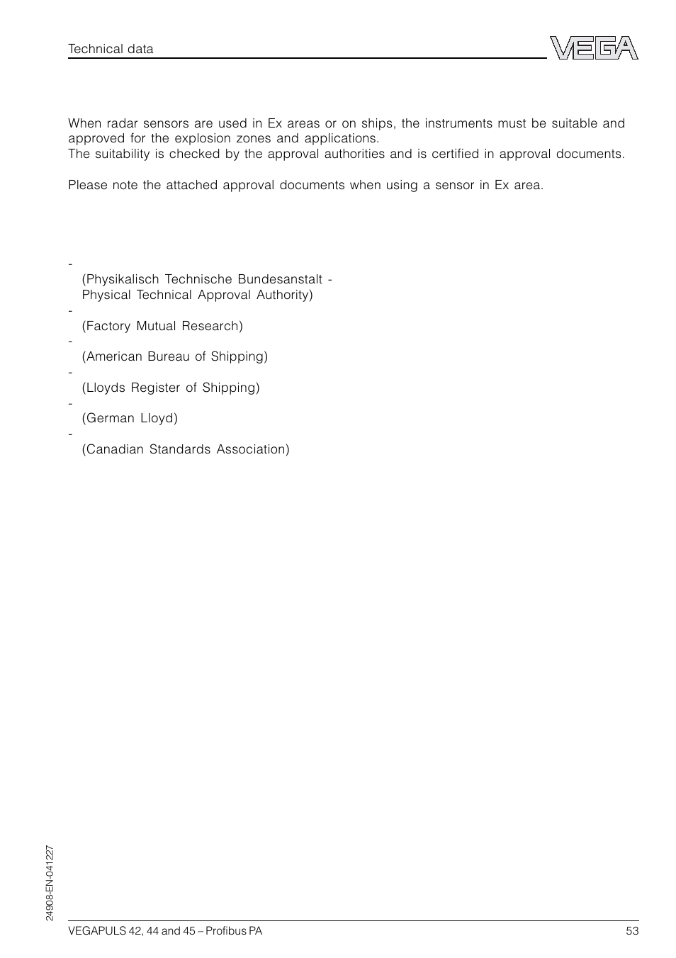 2 approvals | VEGA VEGAPULS 45 Profibus PA User Manual | Page 53 / 60