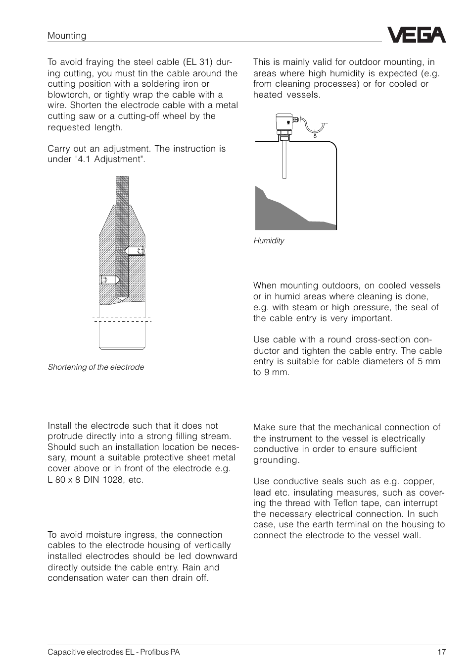 VEGA Capacitive electrodes EL Profibus PA User Manual | Page 17 / 56