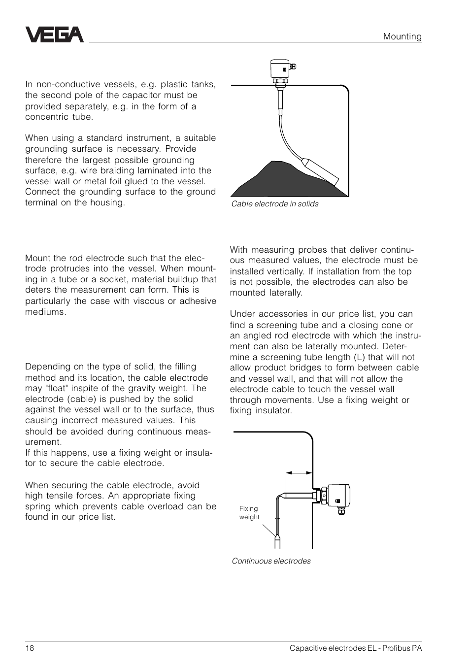 VEGA Capacitive electrodes EL Profibus PA User Manual | Page 18 / 56