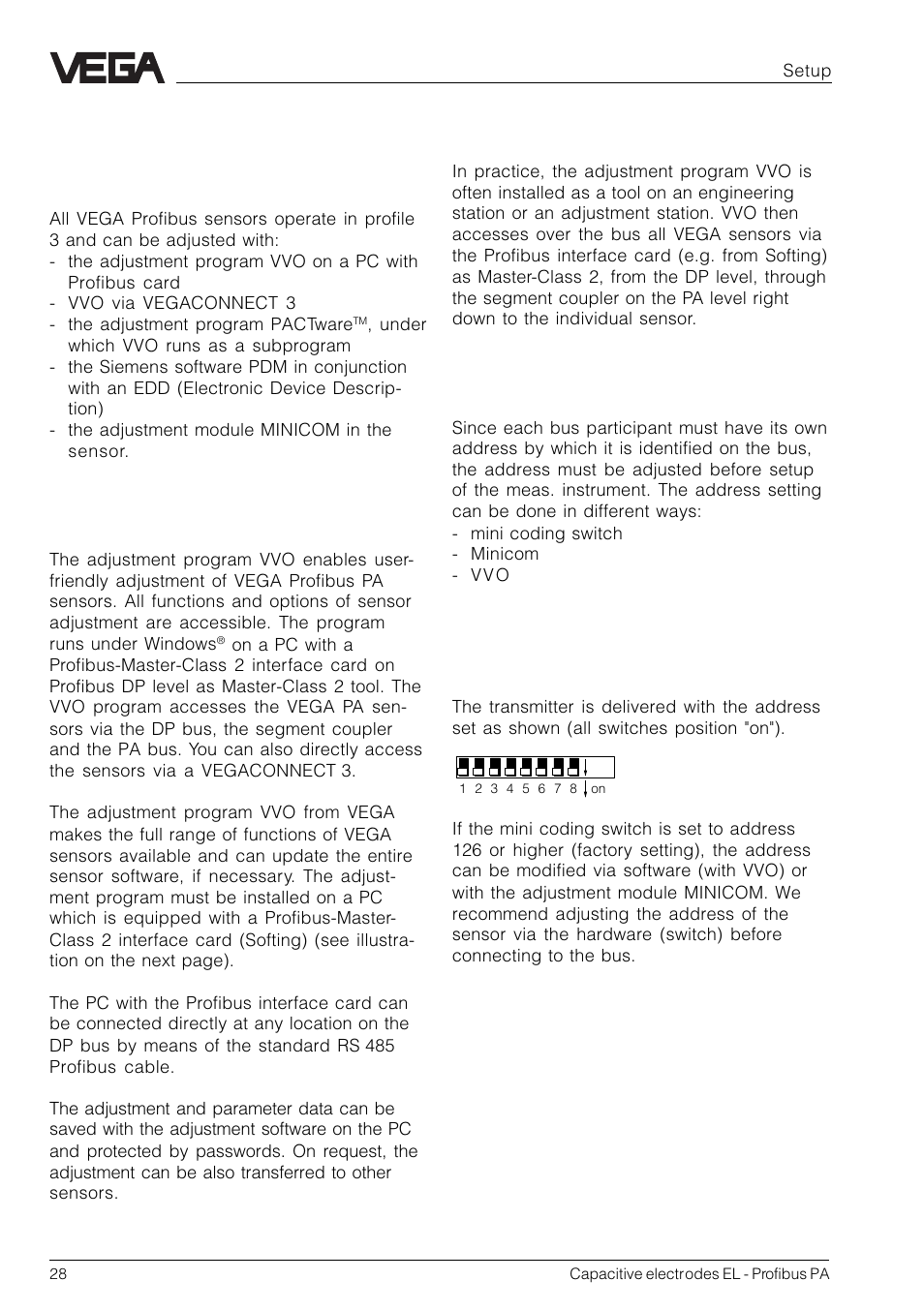 4 setup, 1 adjustment media | VEGA Capacitive electrodes EL Profibus PA User Manual | Page 28 / 56