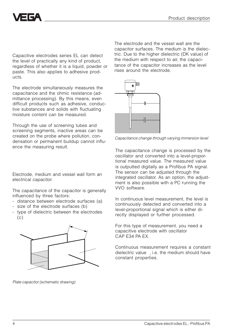 1 product description, 1 function and configuration | VEGA Capacitive electrodes EL Profibus PA User Manual | Page 4 / 56