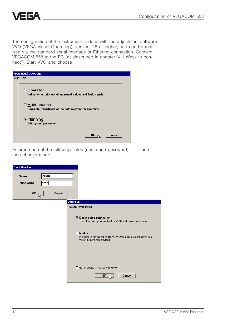 5 configuration of vegacom 558 | VEGA VEGACOM 558 Ethernet User Manual | Page 12 / 80