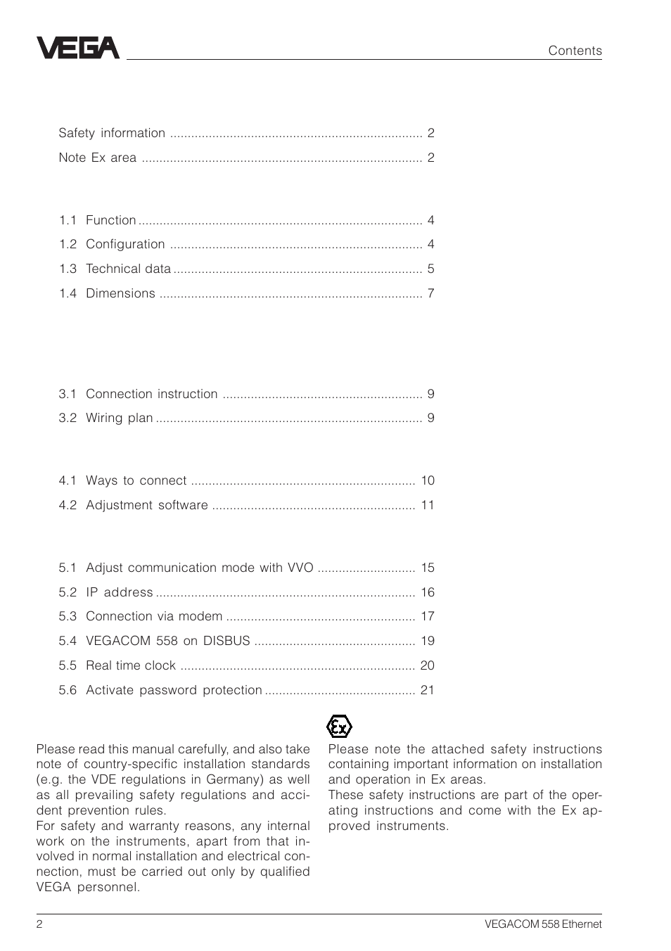 VEGA VEGACOM 558 Ethernet User Manual | Page 2 / 80