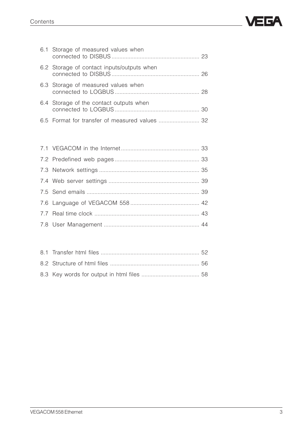 VEGA VEGACOM 558 Ethernet User Manual | Page 3 / 80