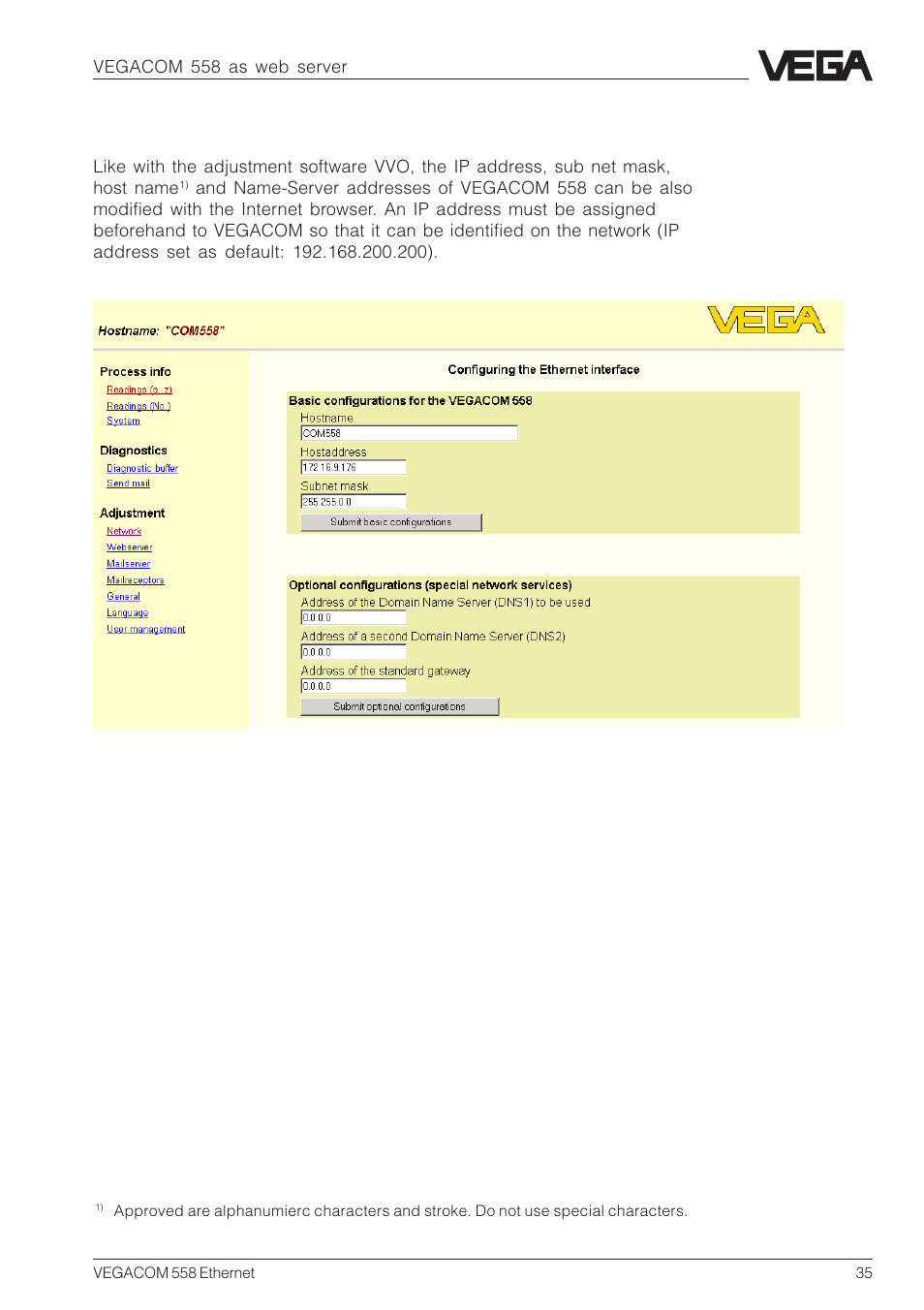 3 network settings | VEGA VEGACOM 558 Ethernet User Manual | Page 35 / 80