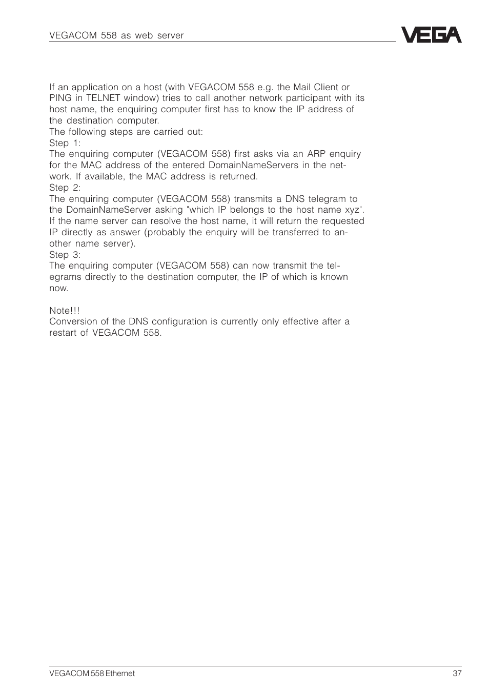 VEGA VEGACOM 558 Ethernet User Manual | Page 37 / 80