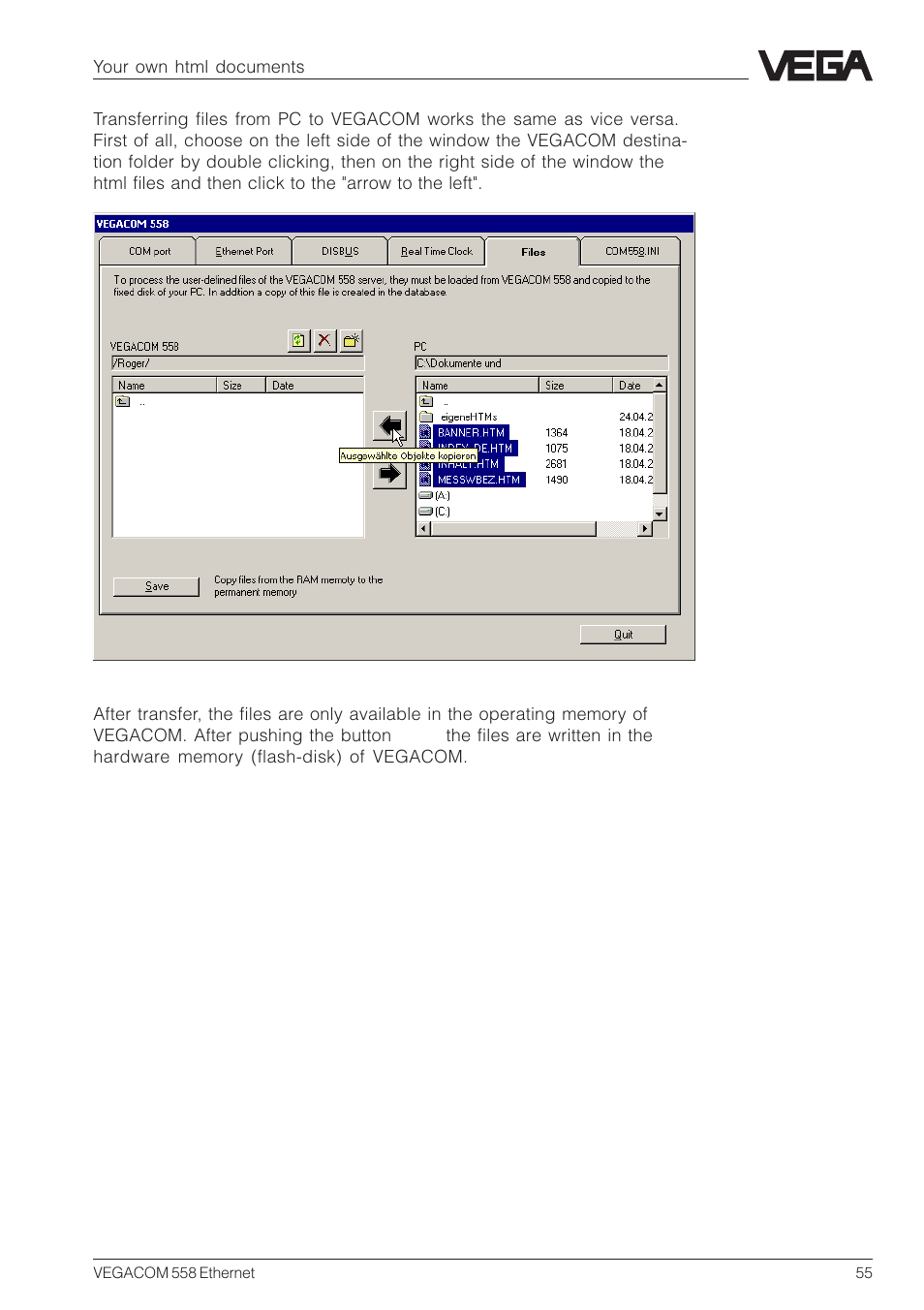 VEGA VEGACOM 558 Ethernet User Manual | Page 55 / 80