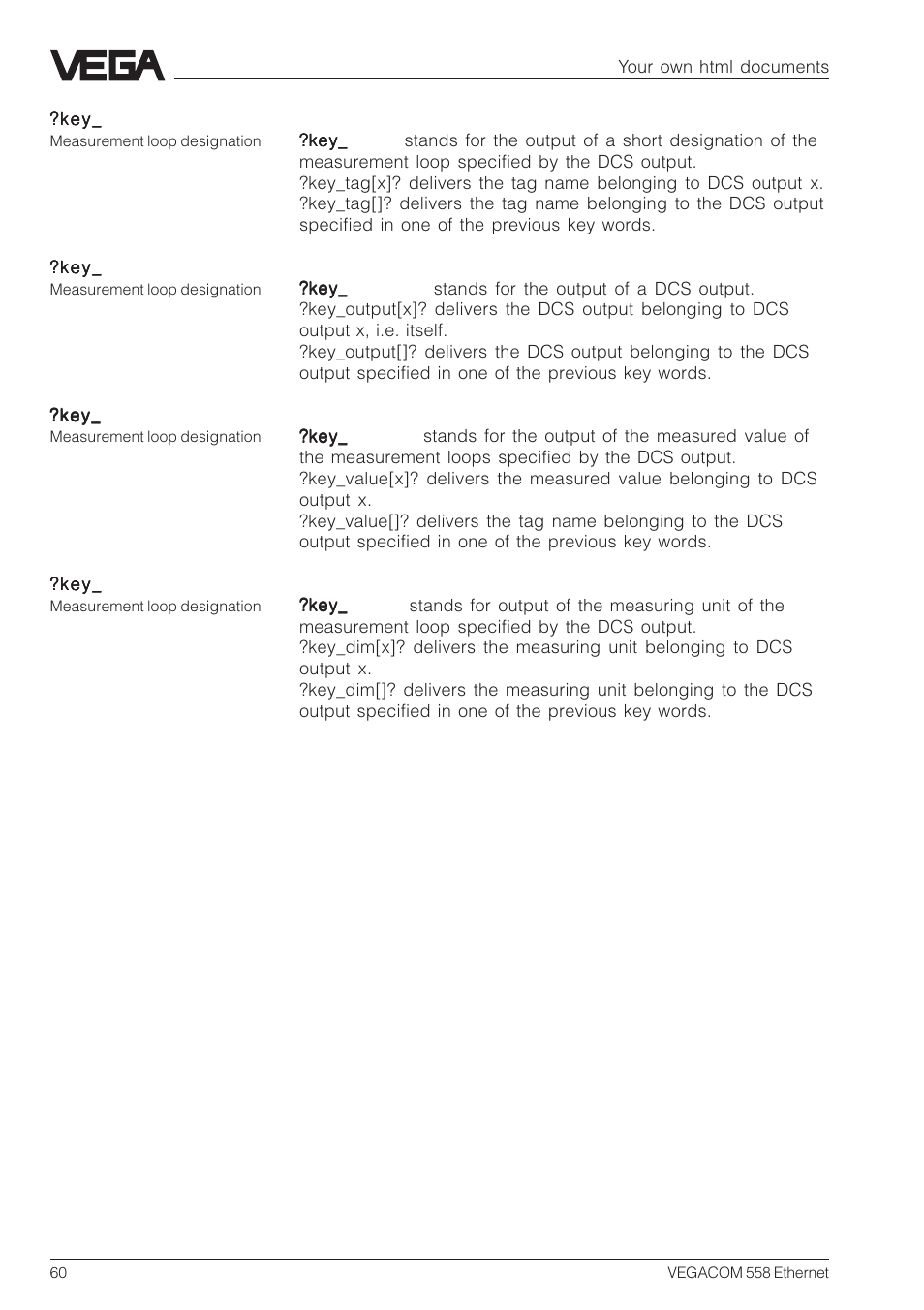 VEGA VEGACOM 558 Ethernet User Manual | Page 60 / 80