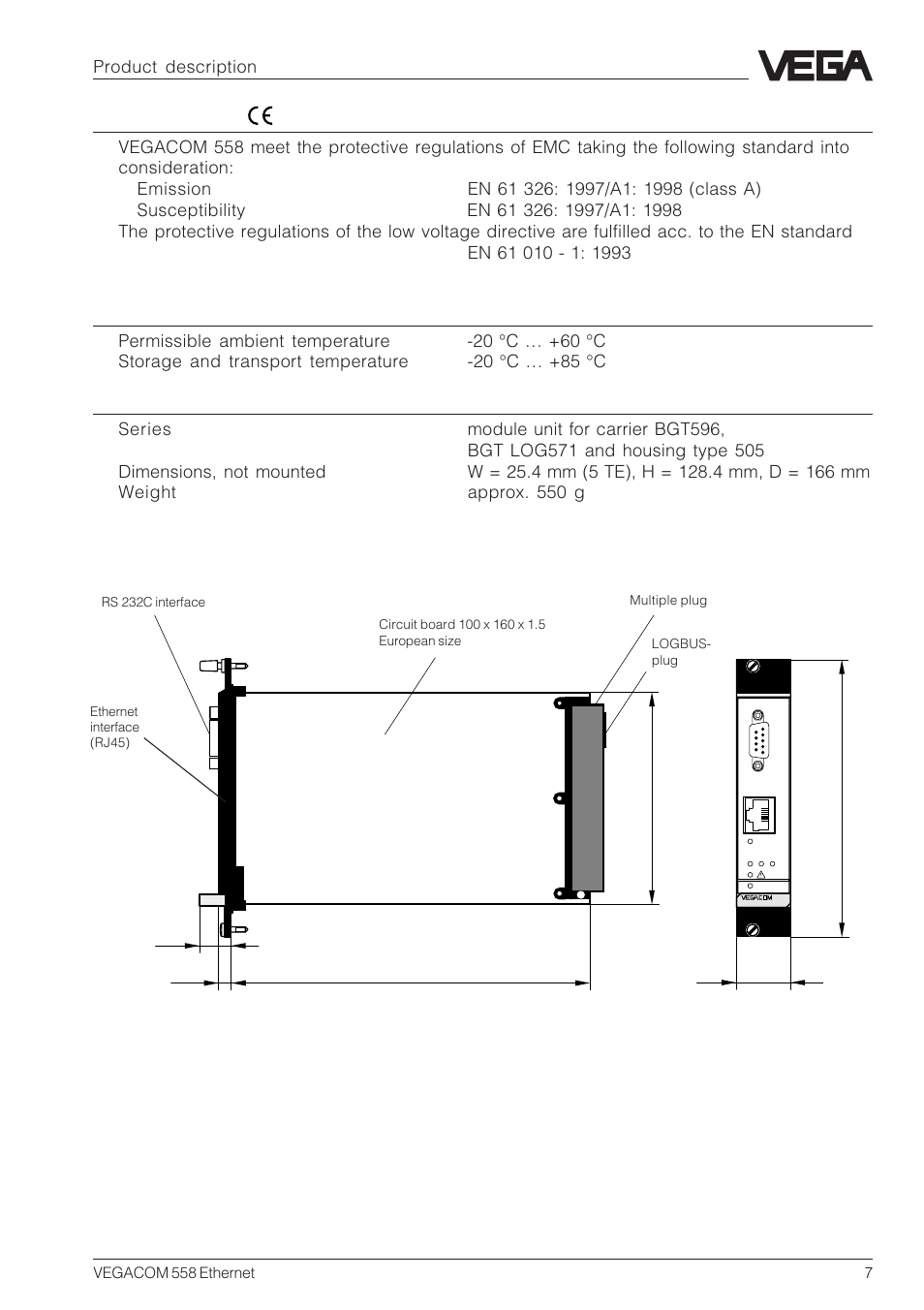 4 dimensions | VEGA VEGACOM 558 Ethernet User Manual | Page 7 / 80