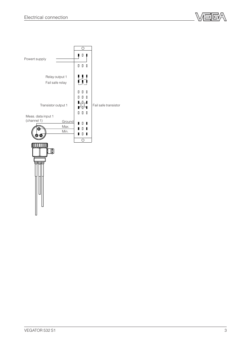 Single/double point control, Electrical connection | VEGA VEGATOR 532 S1 User Manual | Page 3 / 4